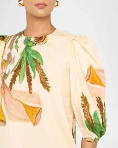 Ulla Johnson Ravena Printed Puff-Sleeve Blouse | Thumbnail 5 Ulla Johnson Ravena Printed Puff-Sleeve Blouse | Thumbnail 5