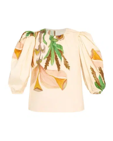 Ulla Johnson Ravena Printed Puff-Sleeve Blouse | Thumbnail 1 Ulla Johnson Ravena Printed Puff-Sleeve Blouse | Thumbnail 1