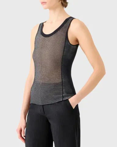 Akris Two-Tone Grid Knit Tank Top | Thumbnail 4