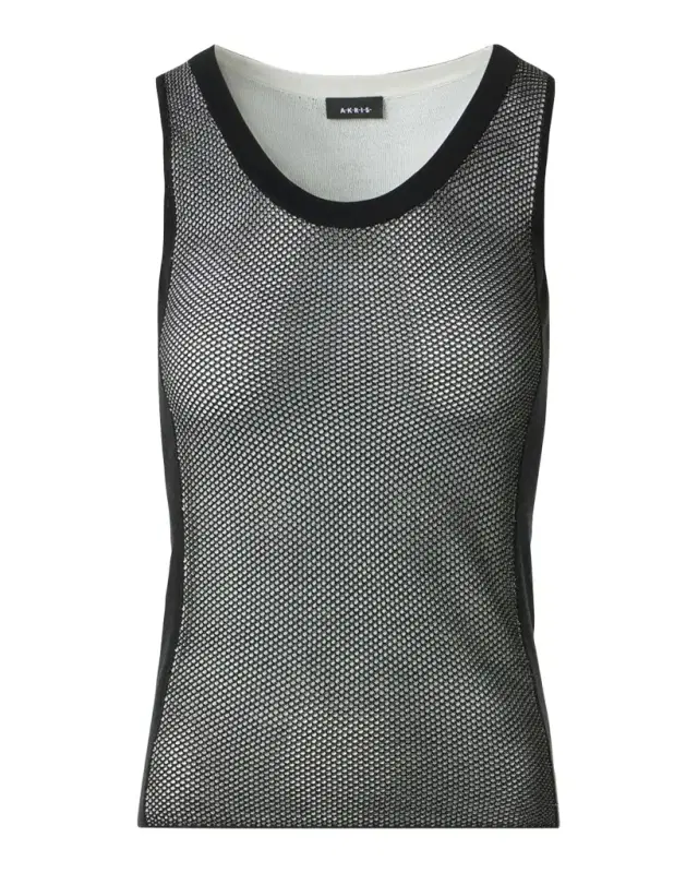 Two-Tone Grid Knit Tank Top
