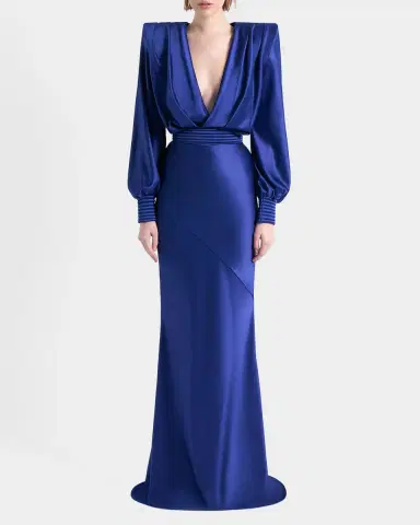Zhivago Betsy Satin Long-Sleeve Gown | Thumbnail 2 Zhivago Betsy Satin Long-Sleeve Gown | Thumbnail 2