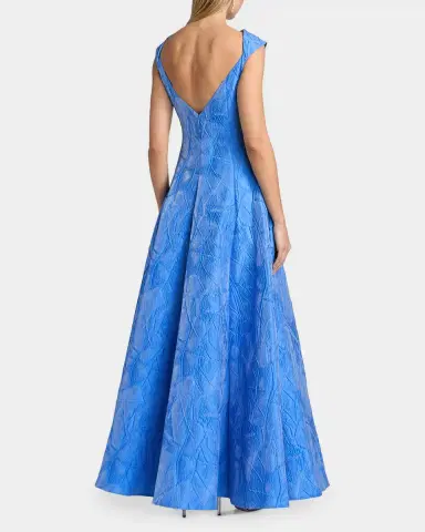 Talbot Runhof Textured Faille Jacquard High-Neck Gown | Thumbnail 3