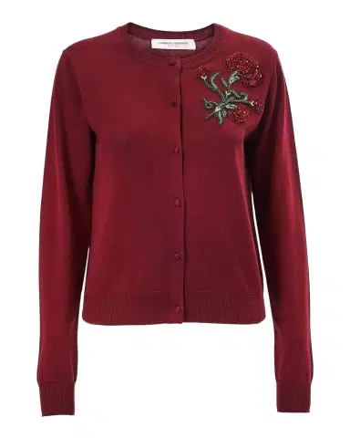 Carolina Herrera Embellished Silk-Cotton Crewneck Cardigan | Thumbnail 1 Carolina Herrera Embellished Silk-Cotton Crewneck Cardigan | Thumbnail 1