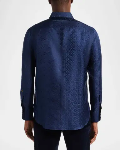 Robert Graham Men's Noble Touch Silk Jacquard Button-Down Shirt | Thumbnail 3
