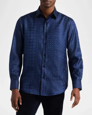 Robert Graham Men's Noble Touch Silk Jacquard Button-Down Shirt | Thumbnail 4