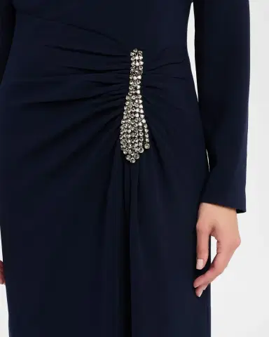 Rickie Freeman for Teri Jon Ruched Crystal-Embellished Crepe Gown | Thumbnail 5 Rickie Freeman for Teri Jon Ruched Crystal-Embellished Crepe Gown | Thumbnail 5