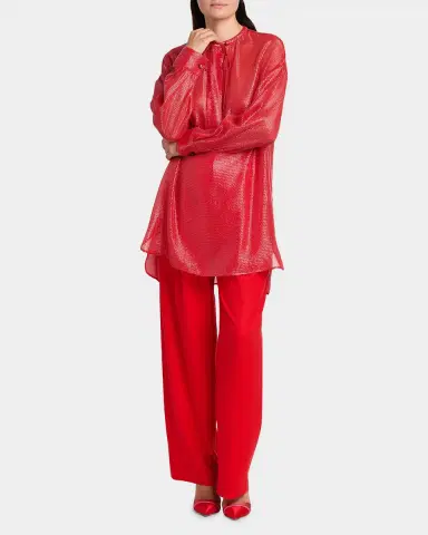 Giorgio Armani Oversized Shiny Silk-Blend Tunic | Thumbnail 2