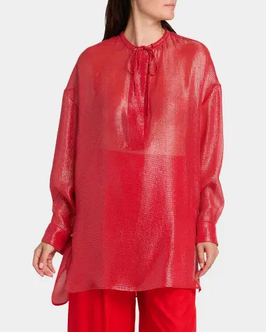 Giorgio Armani Oversized Shiny Silk-Blend Tunic | Thumbnail 4