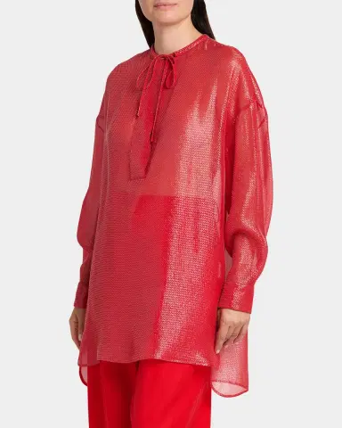Giorgio Armani Oversized Shiny Silk-Blend Tunic | Thumbnail 6