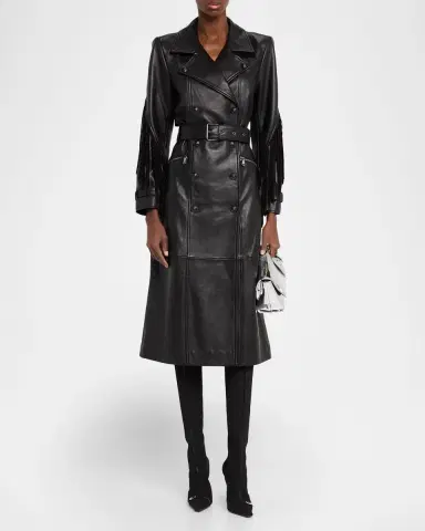 L 'AGENCE Celina Leather Fringe Trench Coat | Thumbnail 2 L 'AGENCE Celina Leather Fringe Trench Coat | Thumbnail 2
