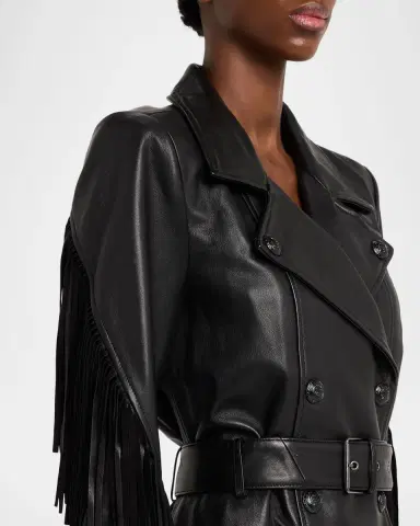 L 'AGENCE Celina Leather Fringe Trench Coat | Thumbnail 5 L 'AGENCE Celina Leather Fringe Trench Coat | Thumbnail 5