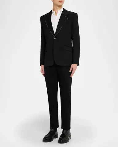 Givenchy Men's Fitted Wool Raw-Edge Two-Button Blazer | Thumbnail 2