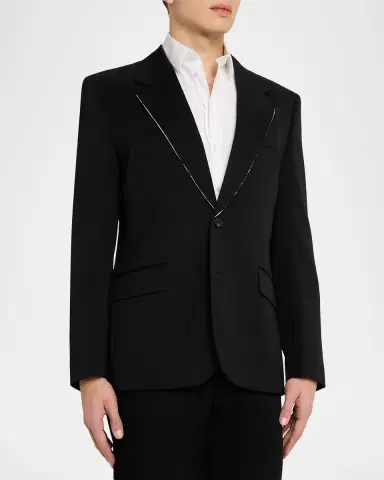 Givenchy Men's Fitted Wool Raw-Edge Two-Button Blazer | Thumbnail 4