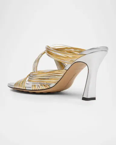 Bottega Veneta 90mm Rana Metallic Leather Tubular Mules | Thumbnail 4 Bottega Veneta 90mm Rana Metallic Leather Tubular Mules | Thumbnail 4