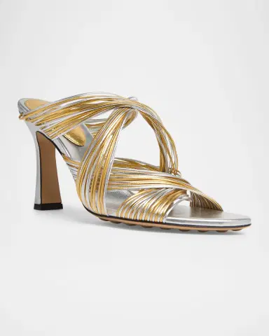 Bottega Veneta 90mm Rana Metallic Leather Tubular Mules | Thumbnail 5 Bottega Veneta 90mm Rana Metallic Leather Tubular Mules | Thumbnail 5