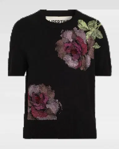 Libertine American Beauty Embellished Short-Sleeve Cashmere Sweater | Thumbnail 2 Libertine American Beauty Embellished Short-Sleeve Cashmere Sweater | Thumbnail 2