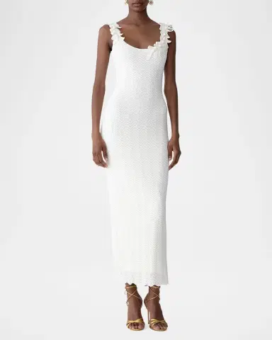 Carolina Herrera Olive Branch Embroidered Wavy Knit Maxi Dress | Thumbnail 2