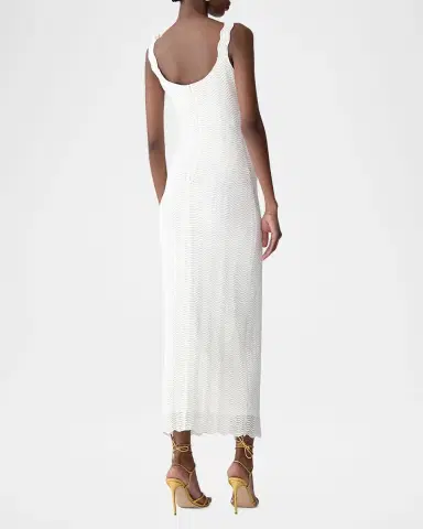 Carolina Herrera Olive Branch Embroidered Wavy Knit Maxi Dress | Thumbnail 3