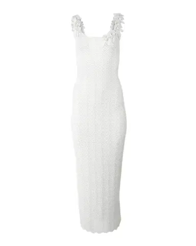 Carolina Herrera Olive Branch Embroidered Wavy Knit Maxi Dress | Thumbnail 1