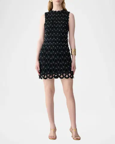 Carolina Herrera Embellished Crochet Knit Sleeveless Mini Dress | Thumbnail 2