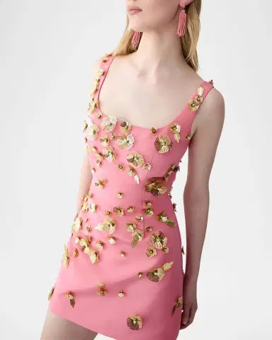 Carolina Herrera Crystal Flower Applique Sleeveless Mini Dress | Thumbnail 4 Carolina Herrera Crystal Flower Applique Sleeveless Mini Dress | Thumbnail 4