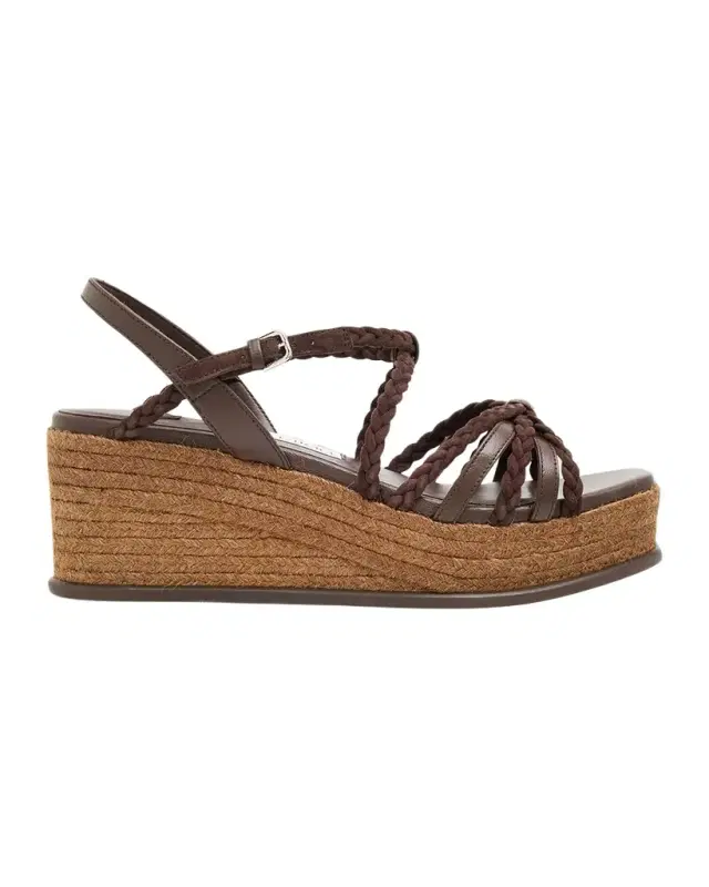 Jimmy Choo 60mm Nyra Leather Espadrille Wedge Sandals