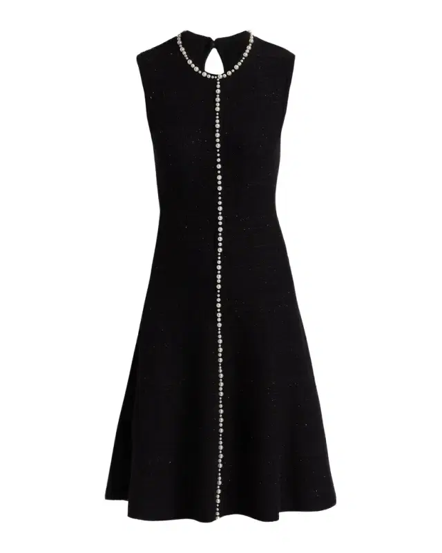Rickie Freeman for Teri Jon Sleeveless Beaded Metallic Knit Dress