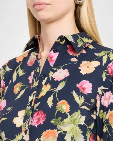 Carolina Herrera Belted 3/4-Sleeve Floral Cotton Midi Shirt Dress | Thumbnail 5