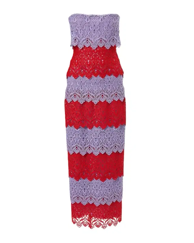 Lace-Trim Strapless Maxi Dress