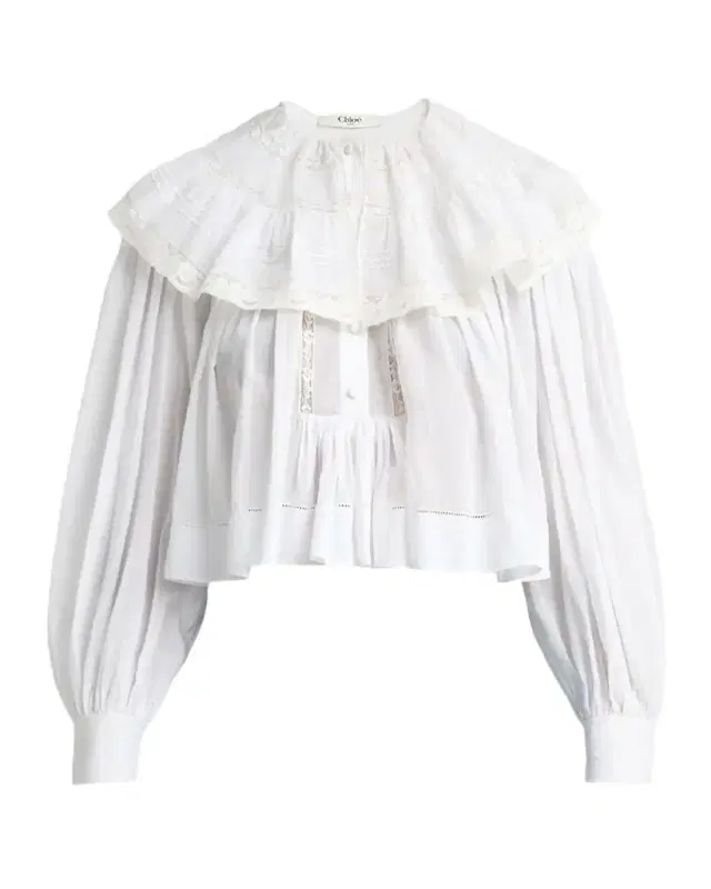 Chloe Light Cotton Voile Capelet Crop Blouse