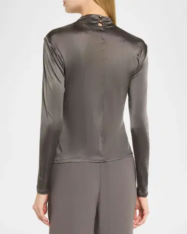 Giorgio Armani Asymmetric Draped Shiny Viscose Top | Thumbnail 3 Giorgio Armani Asymmetric Draped Shiny Viscose Top | Thumbnail 3