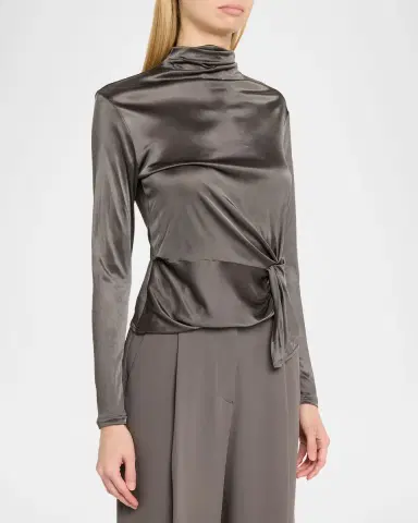 Giorgio Armani Asymmetric Draped Shiny Viscose Top | Thumbnail 4 Giorgio Armani Asymmetric Draped Shiny Viscose Top | Thumbnail 4