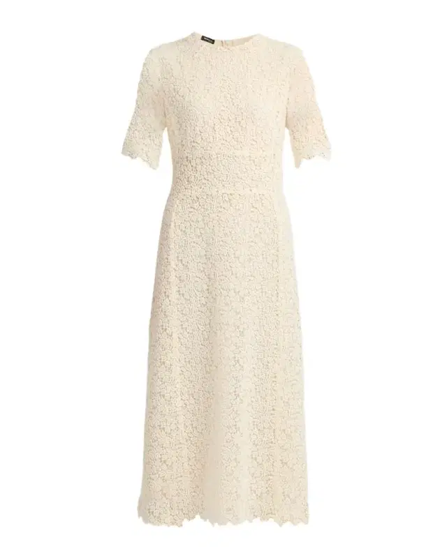 Guipure Lace Short-Sleeve Midi Dress Guipure Lace Short-Sleeve Midi Dress