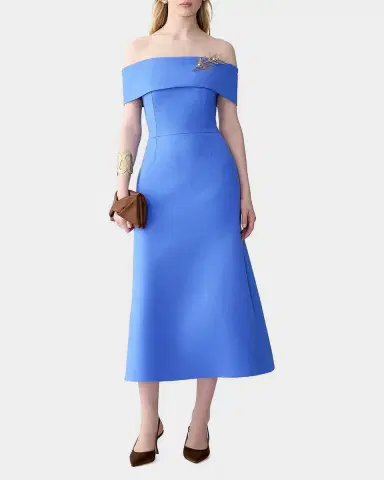 Carolina Herrera Off-Shoulder A-Line Midi Dress | Thumbnail 2 Carolina Herrera Off-Shoulder A-Line Midi Dress | Thumbnail 2
