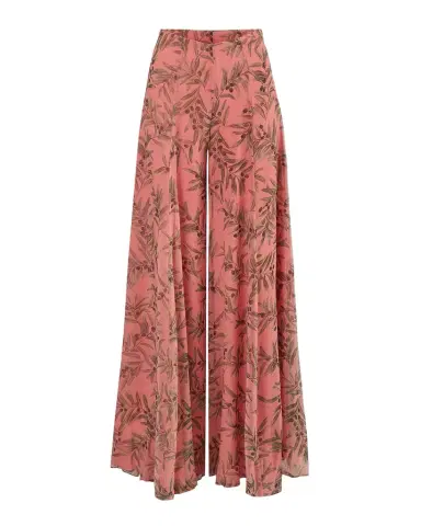 Carolina Herrera Iris Olive-Printed Wide-Leg Silk Chiffon Pants | Thumbnail 1