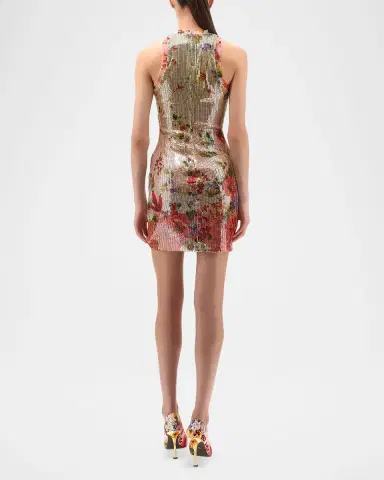 Roberto Cavalli Miami Flowers Print Sequined Mini Dress | Thumbnail 3 Roberto Cavalli Miami Flowers Print Sequined Mini Dress | Thumbnail 3