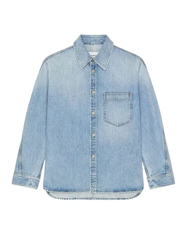Men 's Stone-Washed Denim Shirt