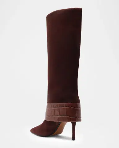 Schutz Beatrix Suede Knee-High Boots with Croc-Embossed Buckle | Thumbnail 3 Schutz Beatrix Suede Knee-High Boots with Croc-Embossed Buckle | Thumbnail 3