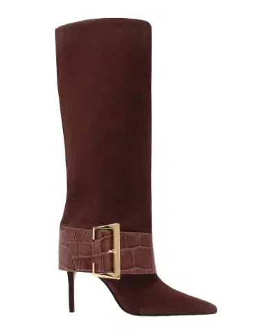 Schutz Beatrix Suede Knee-High Boots with Croc-Embossed Buckle | Thumbnail 1 Schutz Beatrix Suede Knee-High Boots with Croc-Embossed Buckle | Thumbnail 1