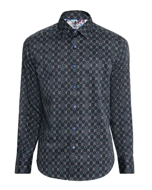 Men 's Bramston Medallion Satin Button-Down Shirt