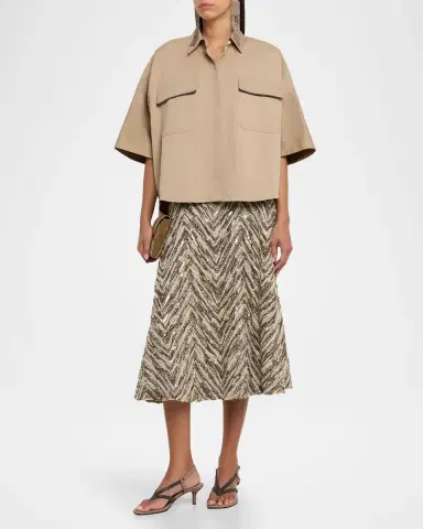 Brunello Cucinelli Crispy Techno Cotton Oversized Utility Shirt With Monili Trim | Thumbnail 2