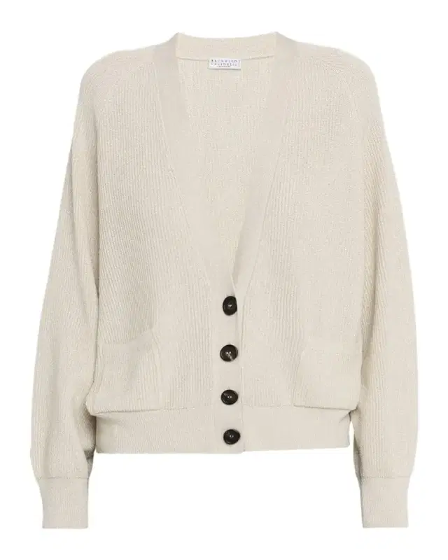 Sparkling Wool Rib V-Neck Cardigan