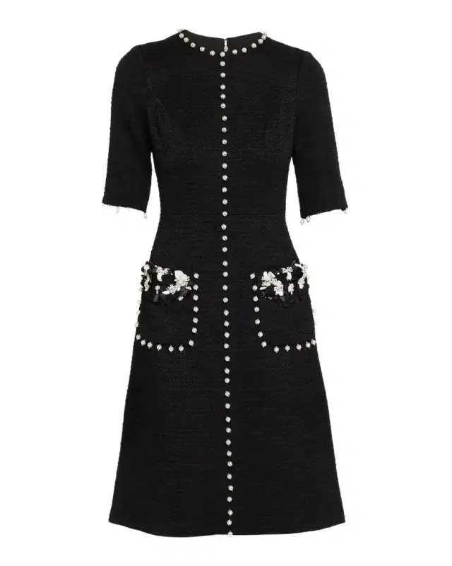Rickie Freeman for Teri Jon Bead-Embellished Boucle Dress