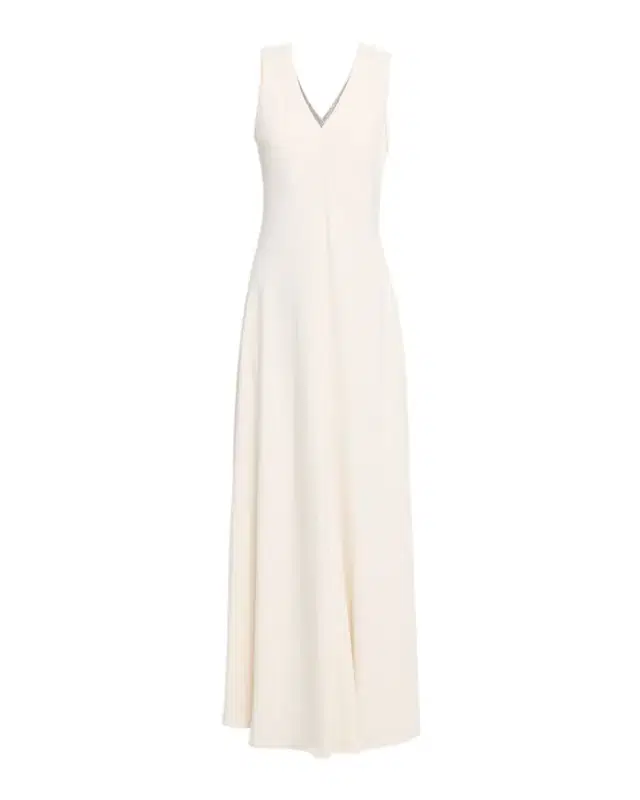 Brunello Cucinelli Monili V-Neck Sleeveless Crepe Cady Maxi Dress
