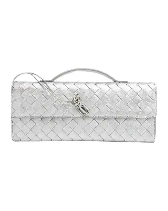 Bottega Veneta Andiamo Laminated Leather Clutch Bag