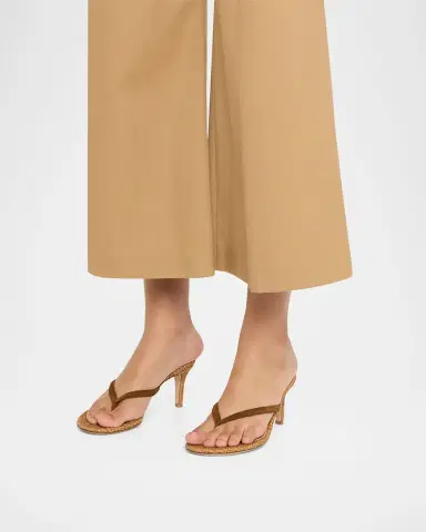 Gianvito Rossi Calypso 70 Suede & Raffia Thong Sandals | Thumbnail 2
