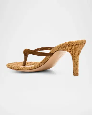 Gianvito Rossi Calypso 70 Suede & Raffia Thong Sandals | Thumbnail 4