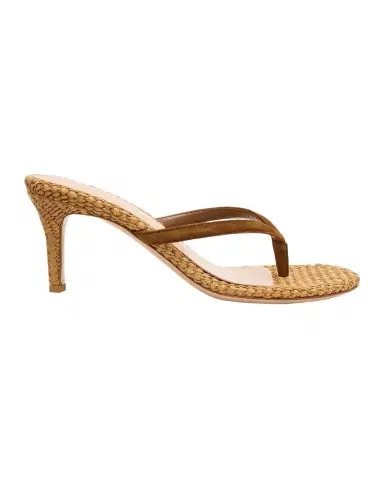 Gianvito Rossi Calypso 70 Suede & Raffia Thong Sandals | Thumbnail 1