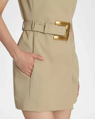 Balmain Belted Gabardine Sleeveless Mini Dress | Thumbnail 7 Balmain Belted Gabardine Sleeveless Mini Dress | Thumbnail 7