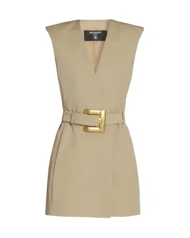 Balmain Belted Gabardine Sleeveless Mini Dress | Thumbnail 1 Balmain Belted Gabardine Sleeveless Mini Dress | Thumbnail 1